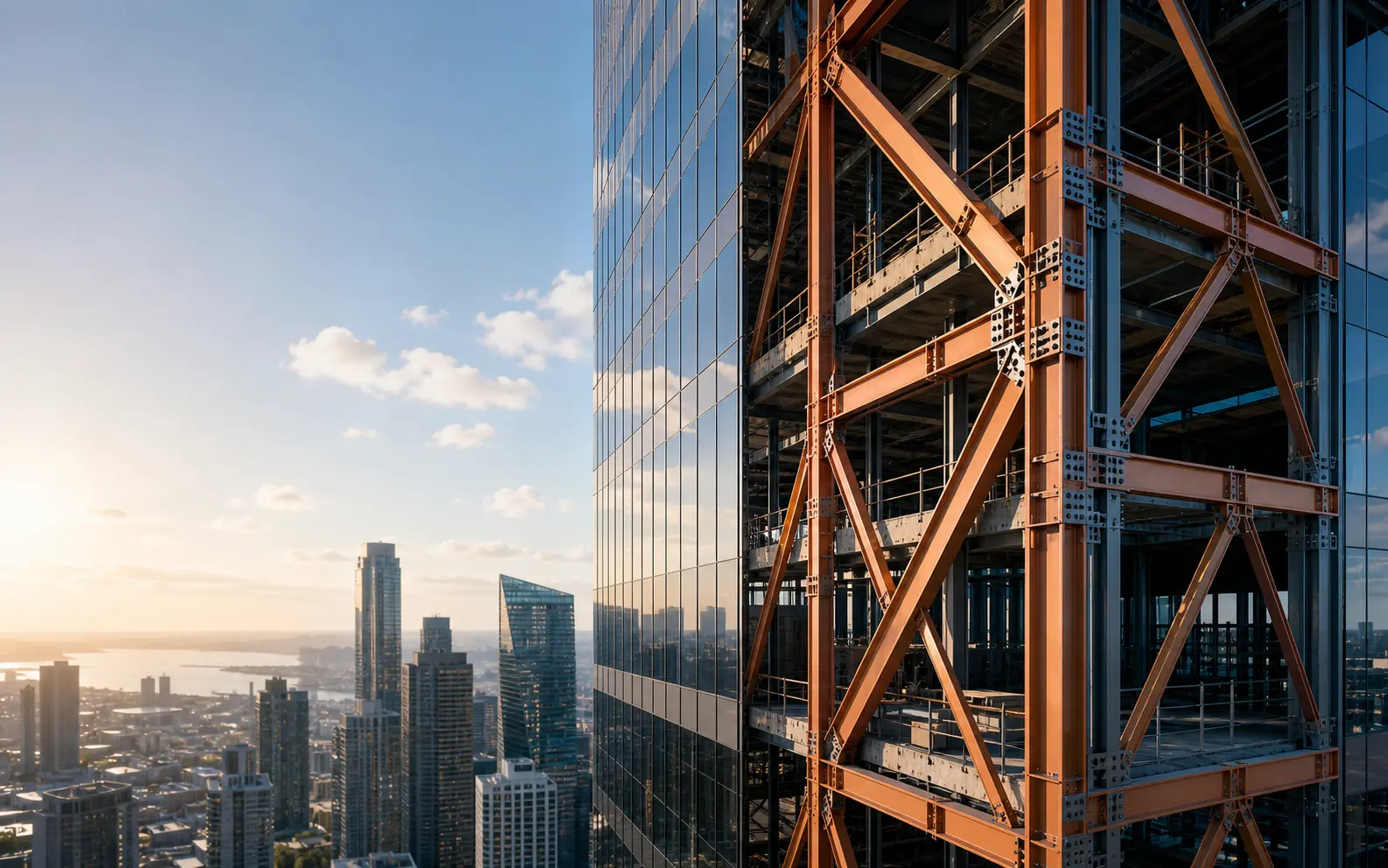 Steel facade tower structural engineering